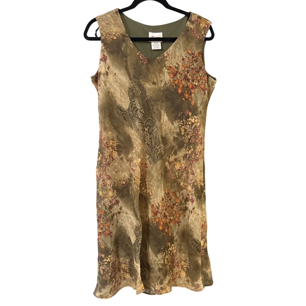K Petite Vintage 90s Y2k Grunge Women Green Brown Floral Paisley Fairy Dress